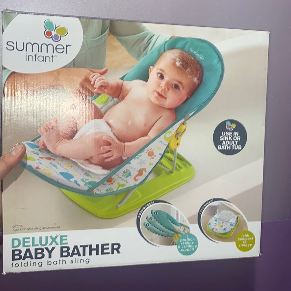 Deluxe baby bather folding bath sling